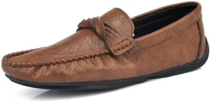 Easy to Put and Remove Driving Moccasins for Men Round Toe Penny Moccasins Loafers Simple Vegan Leather Flexible Anti-Slip Lightweight Resistant Outdoor Slip On for All Occasions (Color : Brown, Siz