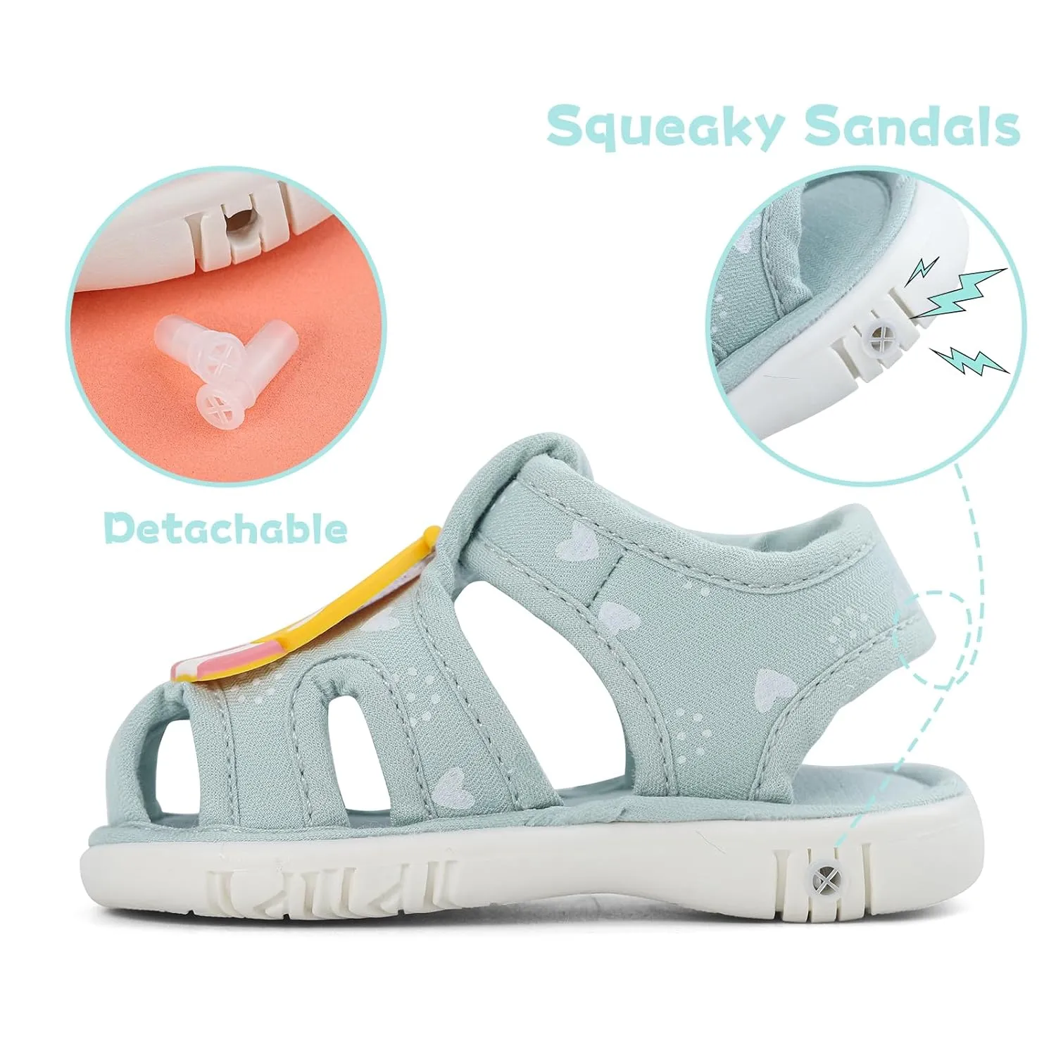 ESTAMICO Baby Boys Girls Sandals Cute Animal Summer Shoes Breathable Non Slip First Walker, 18-24 Months Toddler, Light Blue