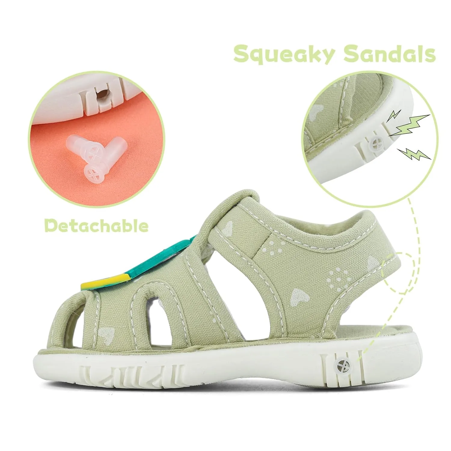 ESTAMICO Baby Boys Girls Sandals Cute Animal Summer Shoes Breathable Non Slip First Walker, 6-9 Months Infant, Green