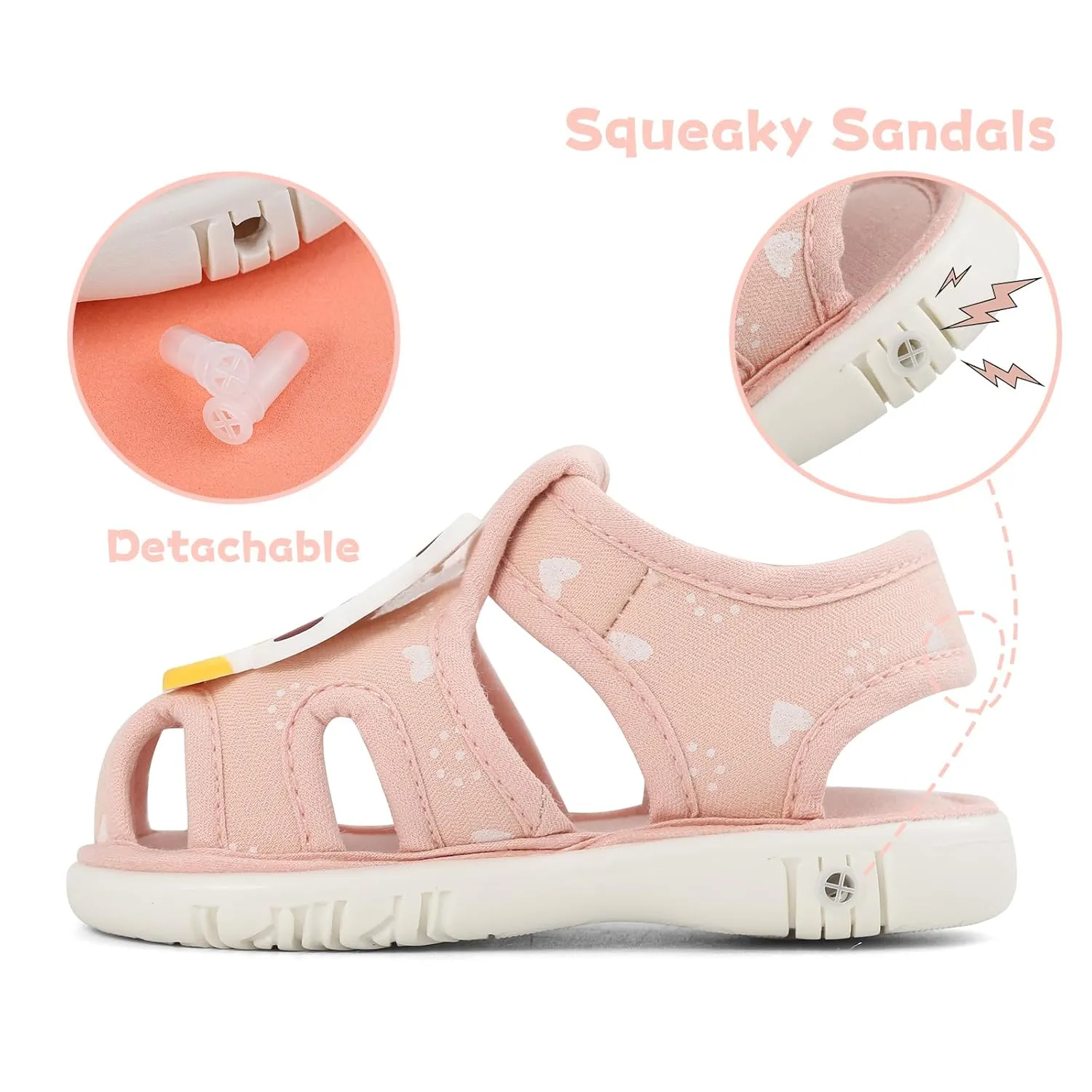 ESTAMICO Baby Girls Boys Sandals Cute Animal Summer Shoes Breathable Non Slip First Walker, 3-6 Months Infant, Pink