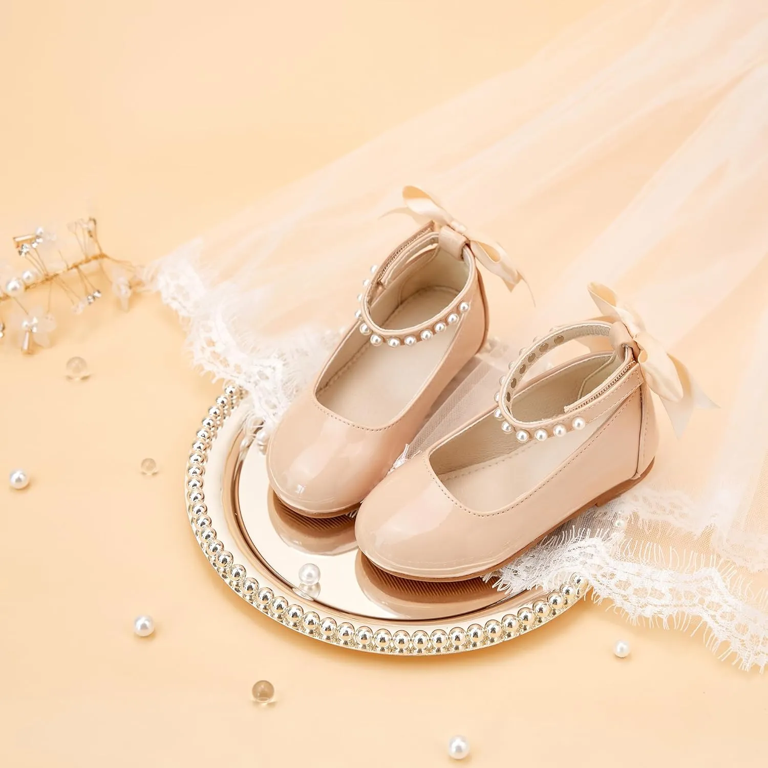ESTINE Toddler/Little Kid Girls Dress Mary Jane Flats Flowers Fashion Princess Ballet Shoes