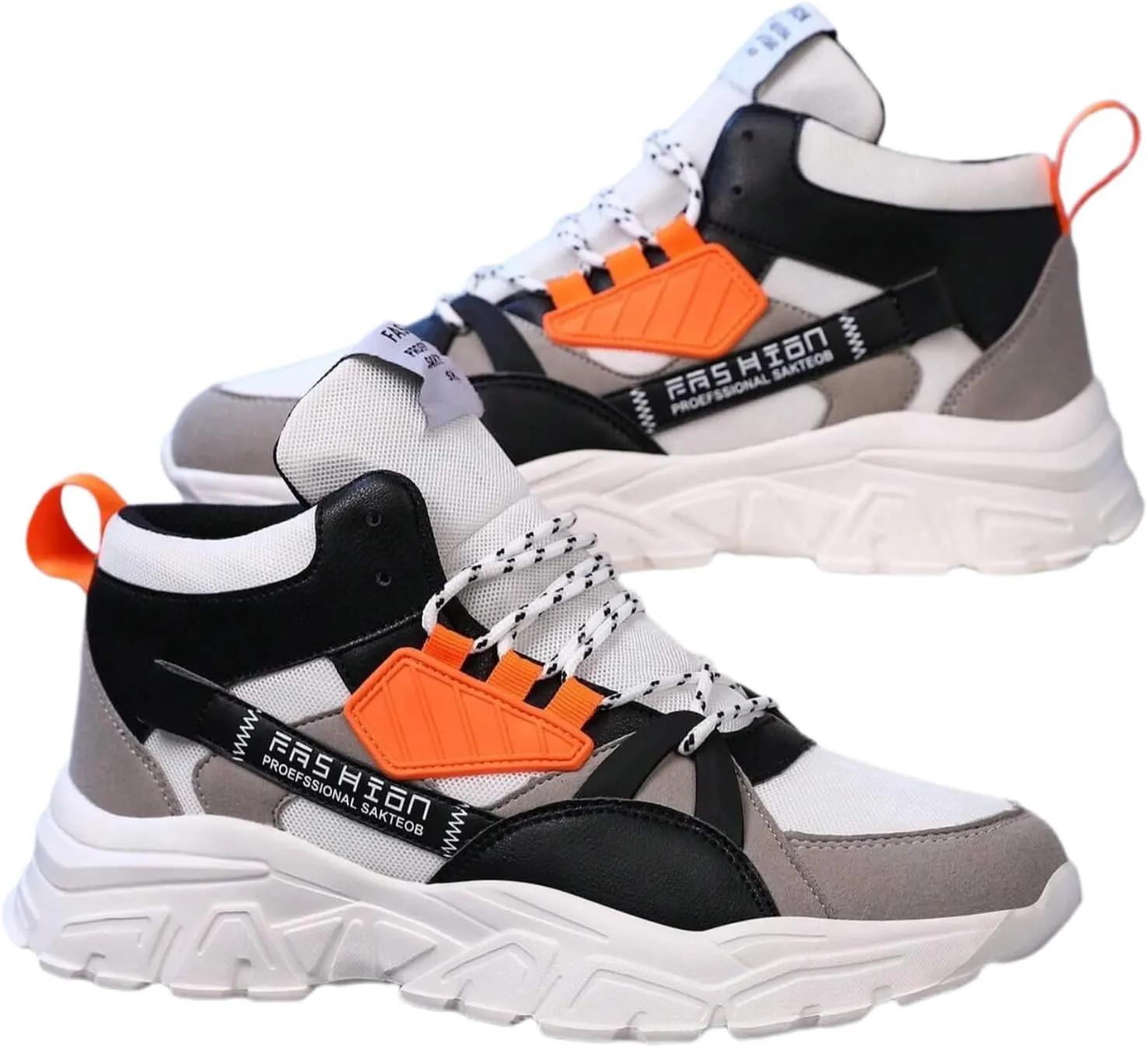 Faux Leather Colorblock Y2K High Top Sneakers with 2 Inch Platform Casual Streetwear Skate Shoes for Daily Wear Concert Travel Unique Unisex Chunky Style