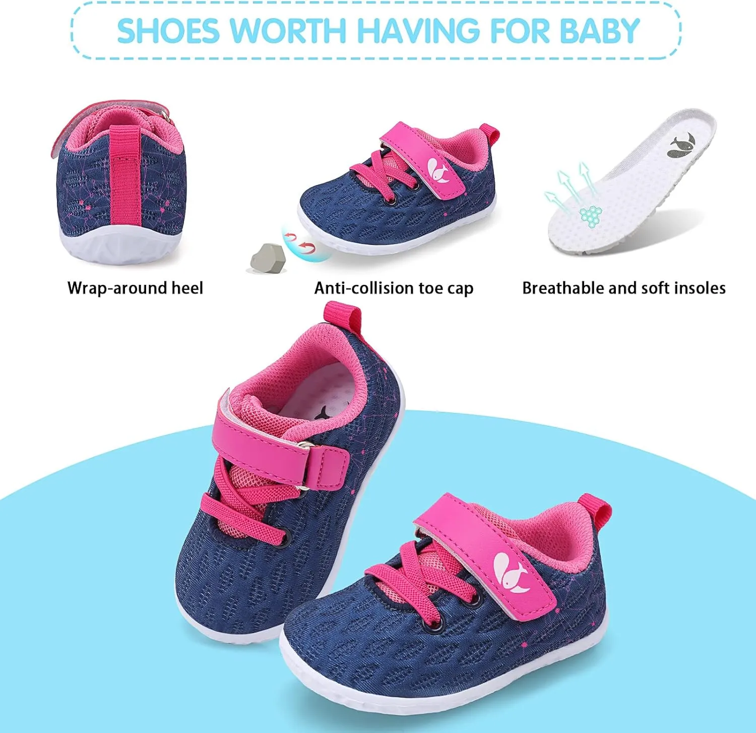 FEETCITY Baby Sneakers Boys Girls Infant Shoes First Walking Shoes Newborn Crib Shoes Toddler Slip On Shoes