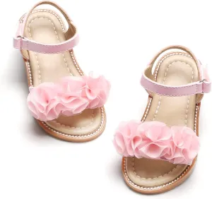 Felix & Flora Toddler Girls Sandals Soft Rubber Flats Summer Baby Flower Girl Shoes.