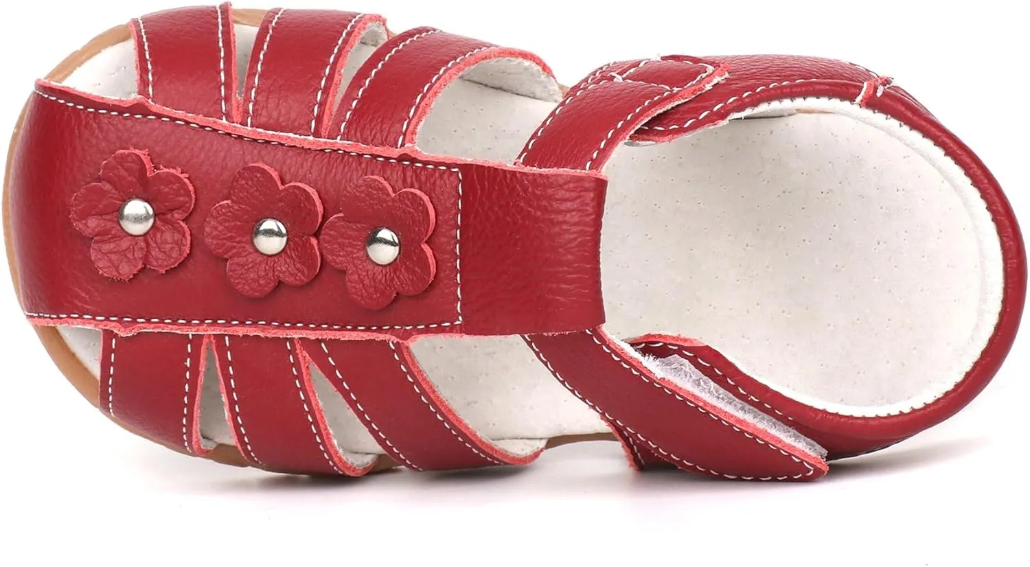Femizee Girls Genuine Leather Soft Closed Toe Princess Flat Shoes Summer Sandals(Toddler/Little Kid)