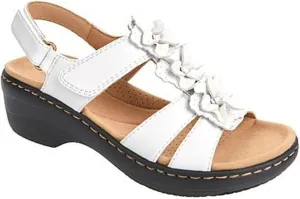 FFMA Women's Flower Sandals Summer Walking Sandals Leather Flower Vintage Casual Soft Footbed Orthopedic Arch-Support Sandals
