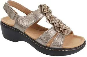 FFMA Women's Flower Sandals Summer Walking Sandals Leather Flower Vintage Casual Soft Footbed Orthopedic Arch-Support Sandals
