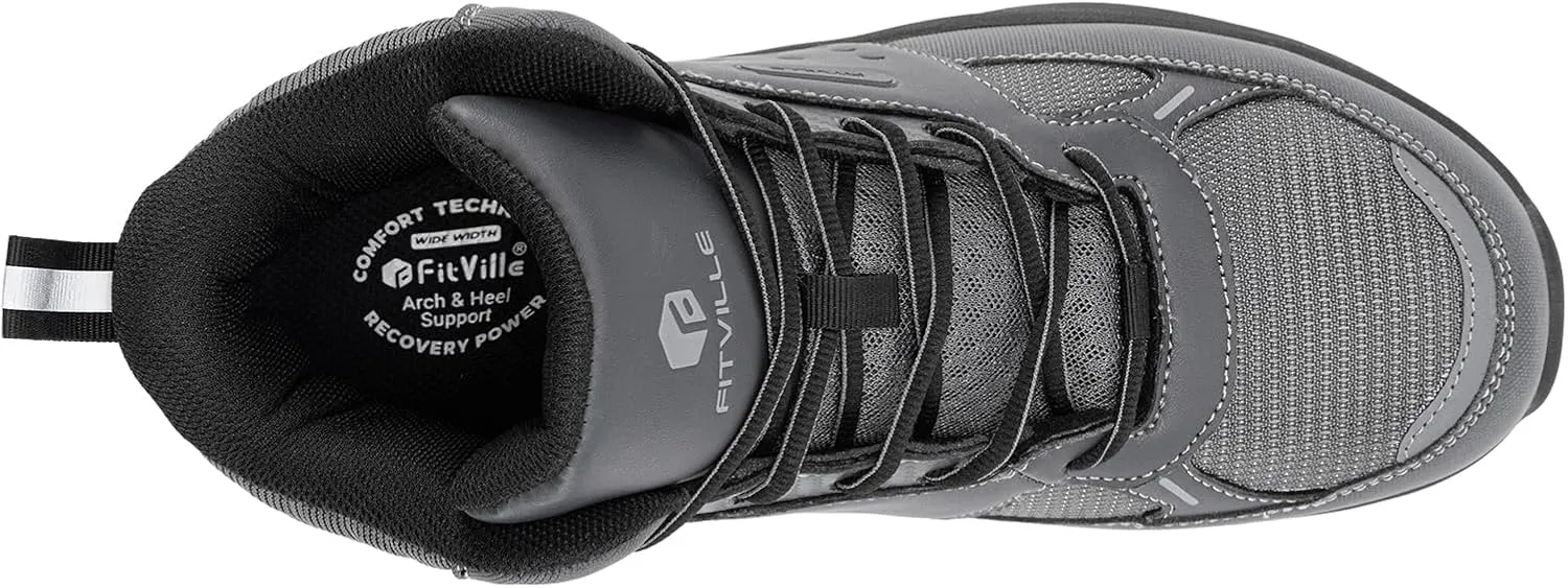 FitVille Wide Work Boots for Men Composite Toe Safety Work Shoes Slip-Resistant Work Boots Waterproof Lightweight - SteelCore