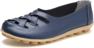 Flat Loafer Shoes for Women Wide Width Round Toe Hollow Soft Flats Sandals Comfortable Summer Casual Slip-On Walking Moccasins Shoes Breathable Lightweight Nurse Driving Soft Soles Fashion Loafers