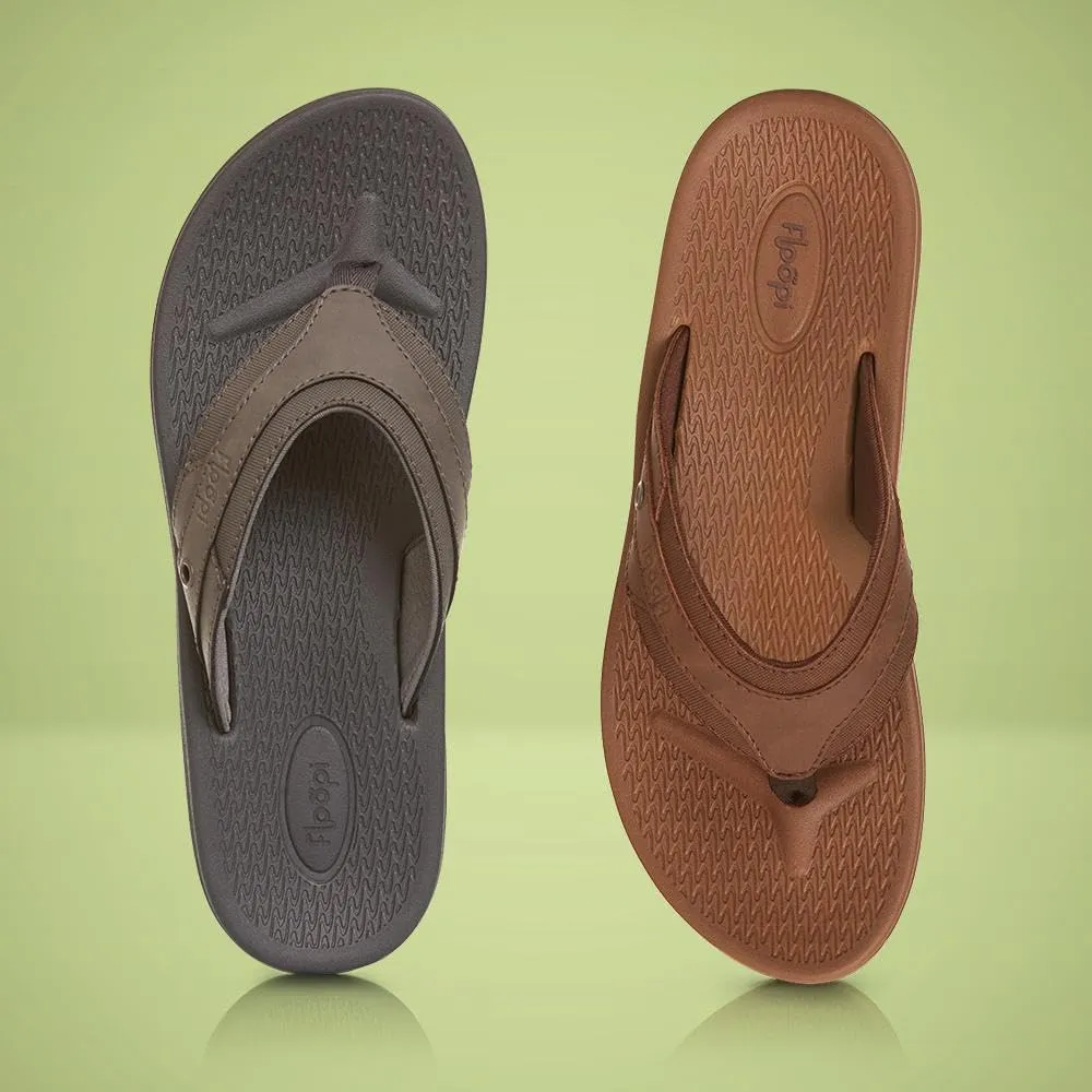 Floopi Flip Flops for Men Texture Soft EVA Footbed Men Beach Sandals With Soft Webbing Toe Post Comfort Fit Sandals with Indoor & Outdoor Anti Skid Soles