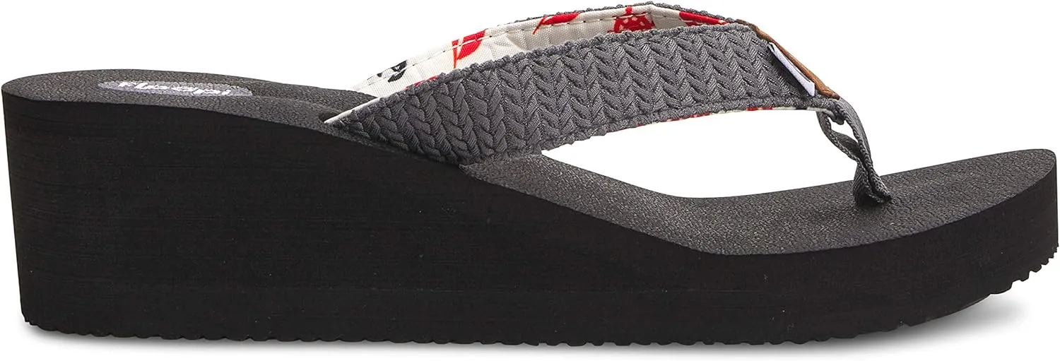 Floopi High Heel Wedge Sandals for Women-Comfort Yoga Mat Footbed for Support, Flip Flop Thong Platforms for Summer