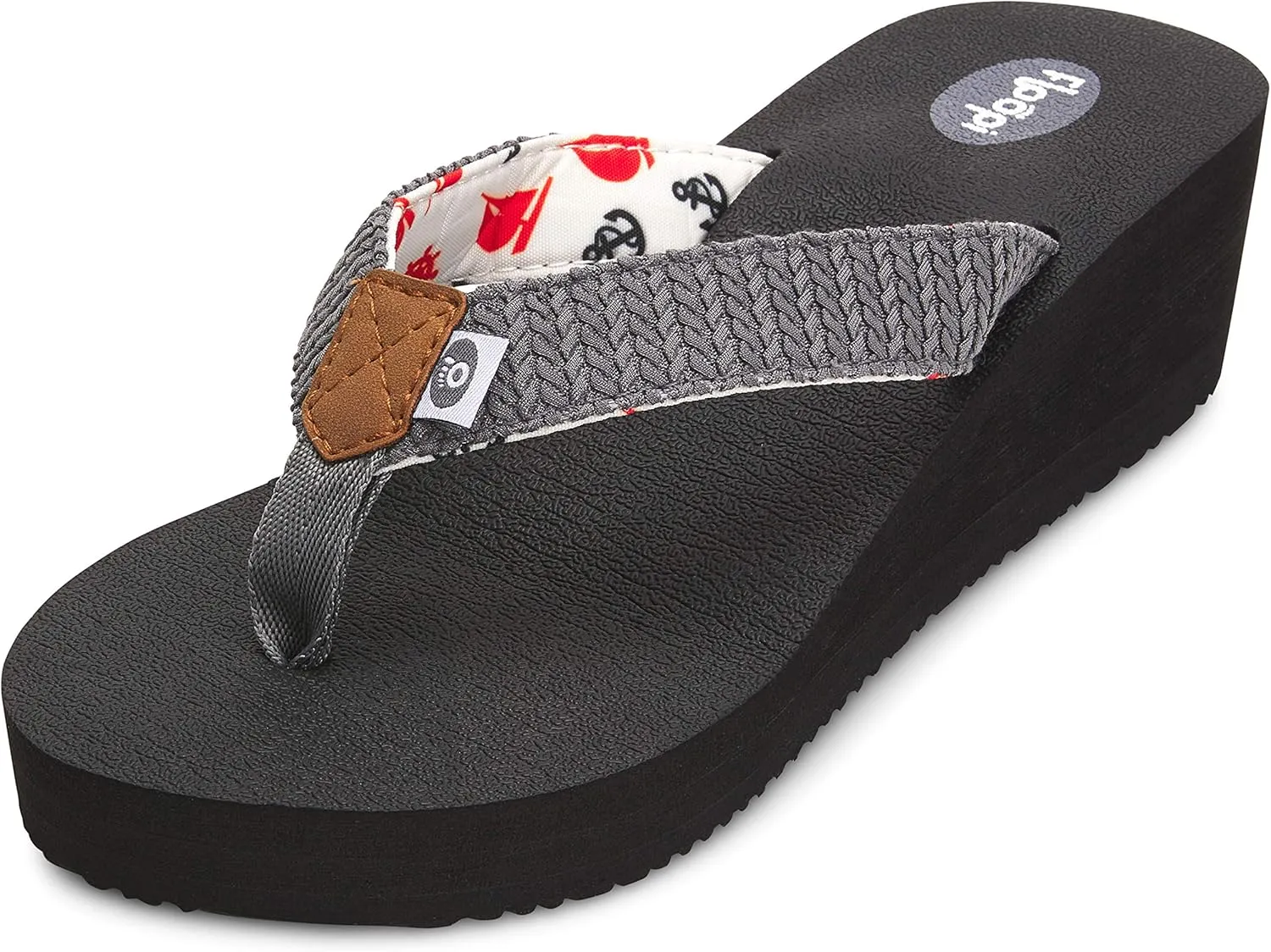 Floopi High Heel Wedge Sandals for Women-Comfort Yoga Mat Footbed for Support, Flip Flop Thong Platforms for Summer
