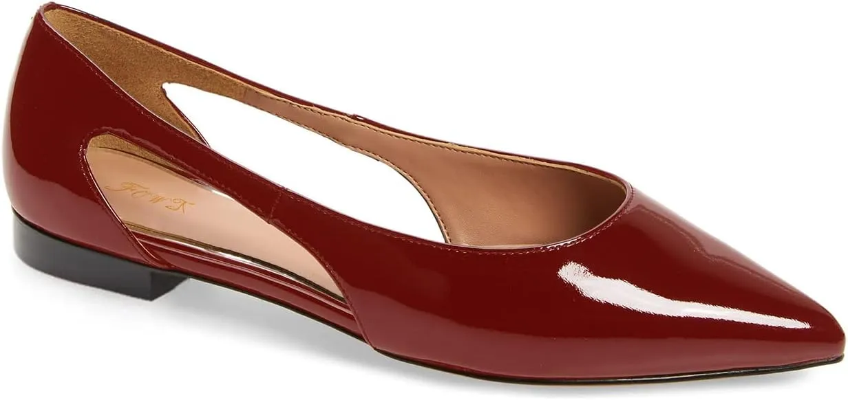FOWT Spring Fashion Slip-on Cut-Out Pointed Toe Flats for Women Elegant Splicing Casual Dressy Low Heel Sandals Comfort Ballet Flats Shoes US Size 4-16 M