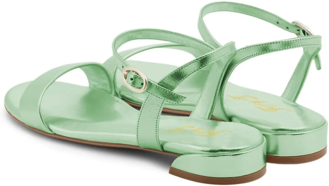 FOWT Women Classic Open Toe Flat Sandals Ankle Strap Adjustable Buckle Comfortable Summer Casual Dress Shoes Size 4-16 US