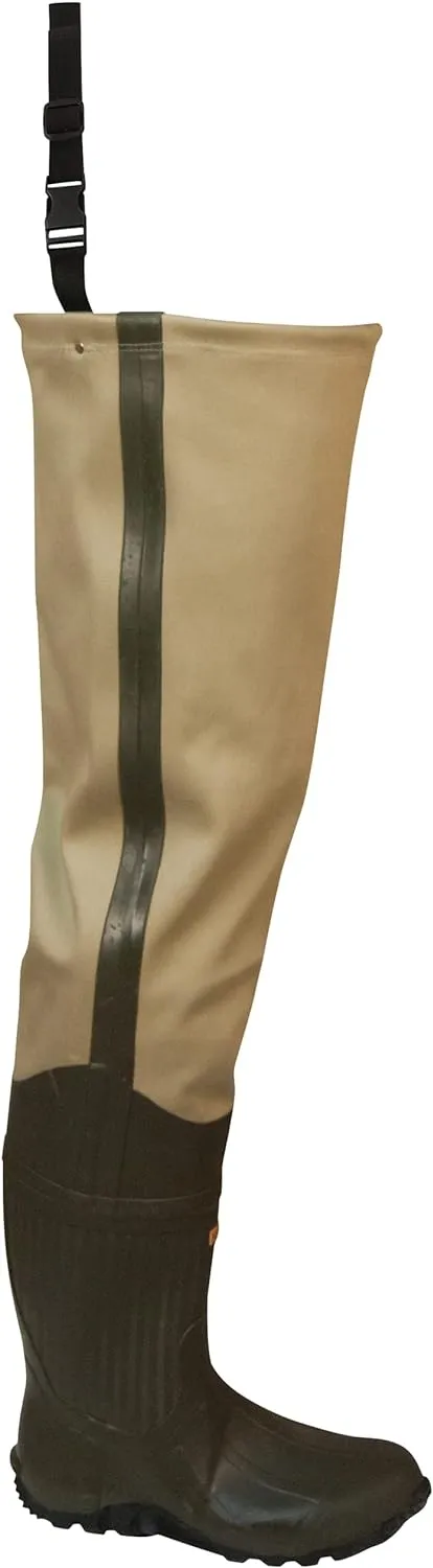 FROGG TOGGS Bull Frogg 3-ply PVC Canvas Waterproof Fishing Bootfoot Hip Wader for Fishing, Cleated or Felt