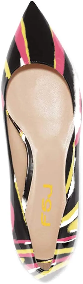 FSJ Women Novelty Pointed Toe Pumps Slip On Multicolored Flats Summer Holiday Casual Dress Shoes Size 4-15 US