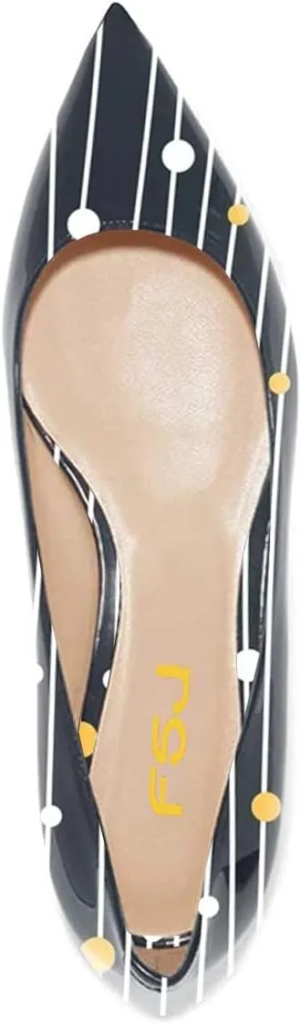 FSJ Women Novelty Pointed Toe Pumps Slip On Multicolored Flats Summer Holiday Casual Dress Shoes Size 4-15 US