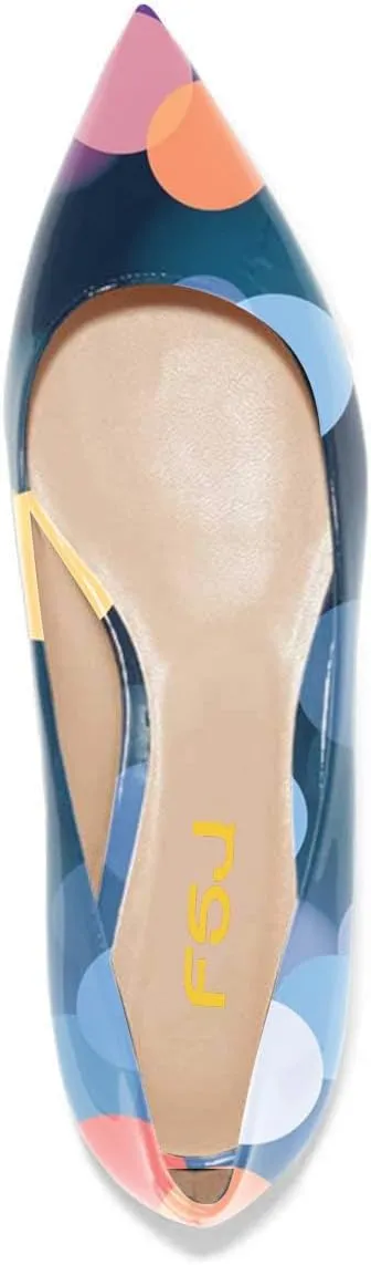 FSJ Women Novelty Pointed Toe Pumps Slip On Multicolored Flats Summer Holiday Casual Dress Shoes Size 4-15 US