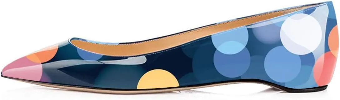 FSJ Women Novelty Pointed Toe Pumps Slip On Multicolored Flats Summer Holiday Casual Dress Shoes Size 4-15 US