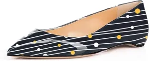 FSJ Women Novelty Pointed Toe Pumps Slip On Multicolored Flats Summer Holiday Casual Dress Shoes Size 4-15 US