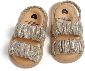 GDSDYM Infant Baby Girls Summer Sandals with Flower Bowknot Soft Sole Wedding Dress Flats Newborn First Walkers Crib Dress Shoes