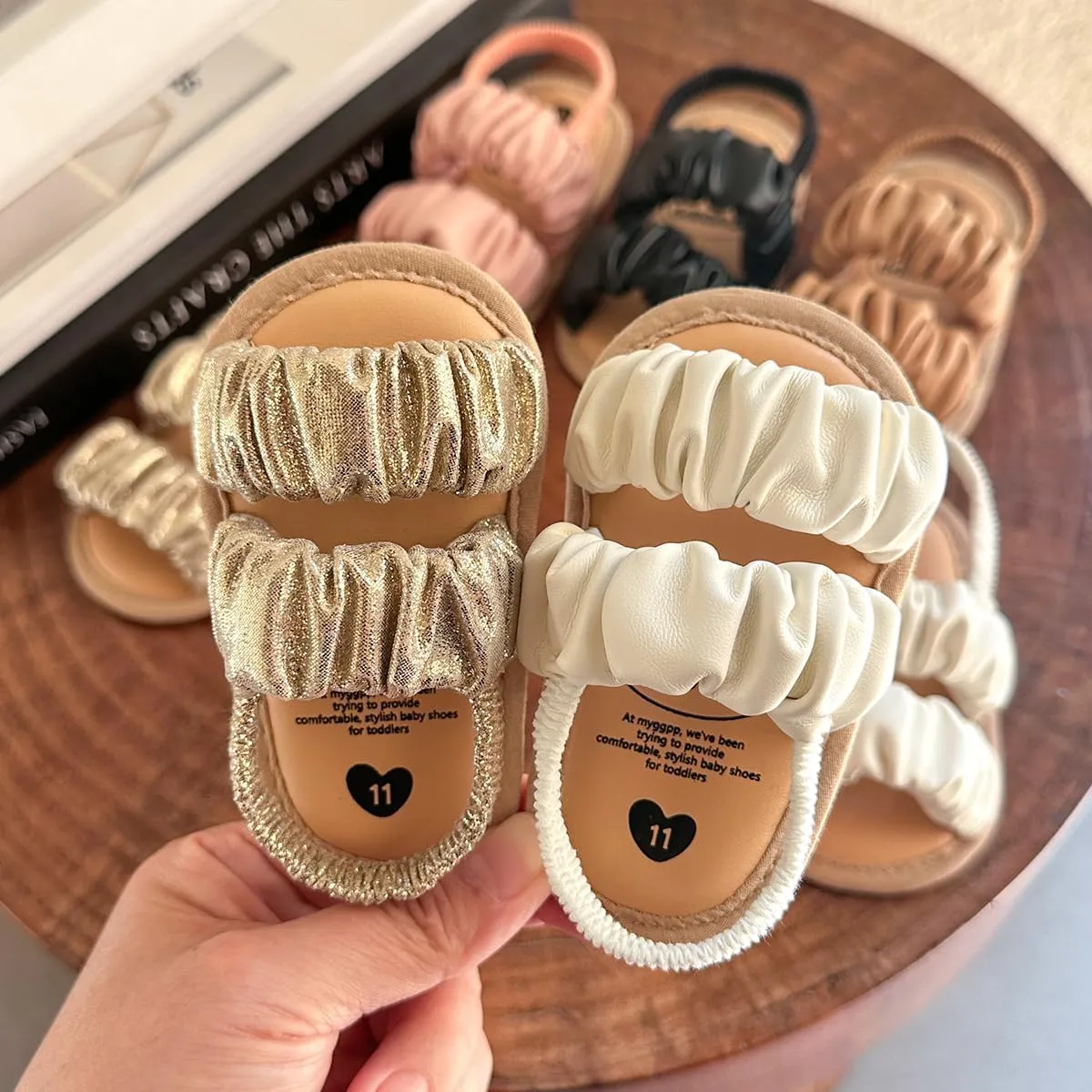 GDSDYM Infant Baby Girls Summer Sandals with Flower Bowknot Soft Sole Wedding Dress Flats Newborn First Walkers Crib Dress Shoes