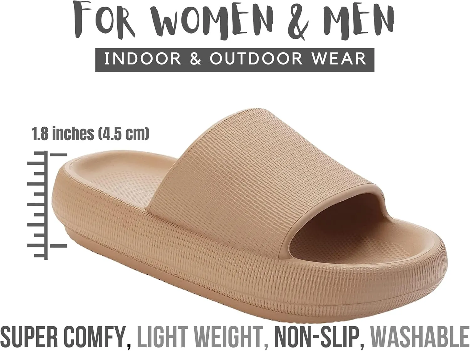 Genuine Pillow Slippers for Women and Men | House Slides Shower Sandals | Extremely Comfy | Cushioned Thick Sole | Cloud Slides | Lightweight Non-Slip Easy to Clean