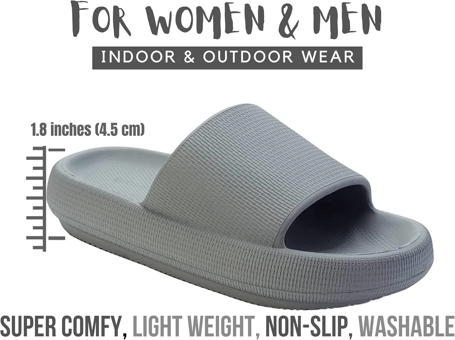 Genuine Pillow Slippers for Women and Men | House Slides Shower Sandals | Extremely Comfy | Cushioned Thick Sole | Cloud Slides | Lightweight Non-Slip Easy to Clean