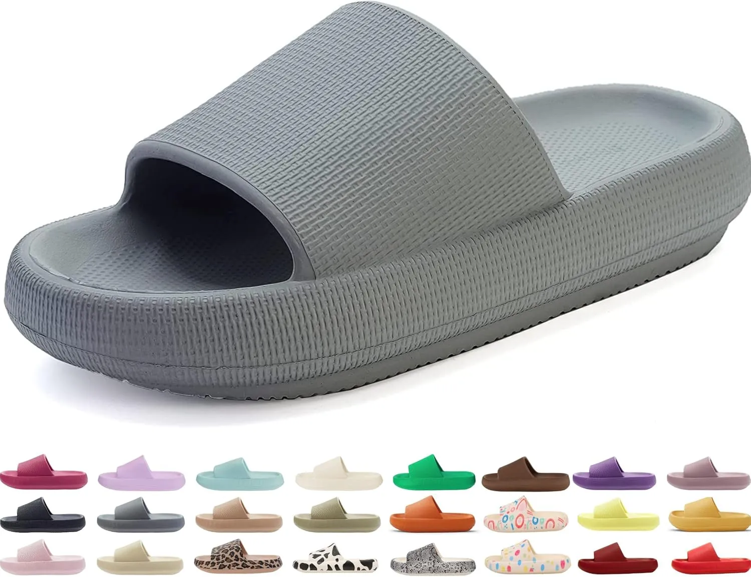 Genuine Pillow Slippers for Women and Men | House Slides Shower Sandals | Extremely Comfy | Cushioned Thick Sole | Cloud Slides | Lightweight Non-Slip Easy to Clean