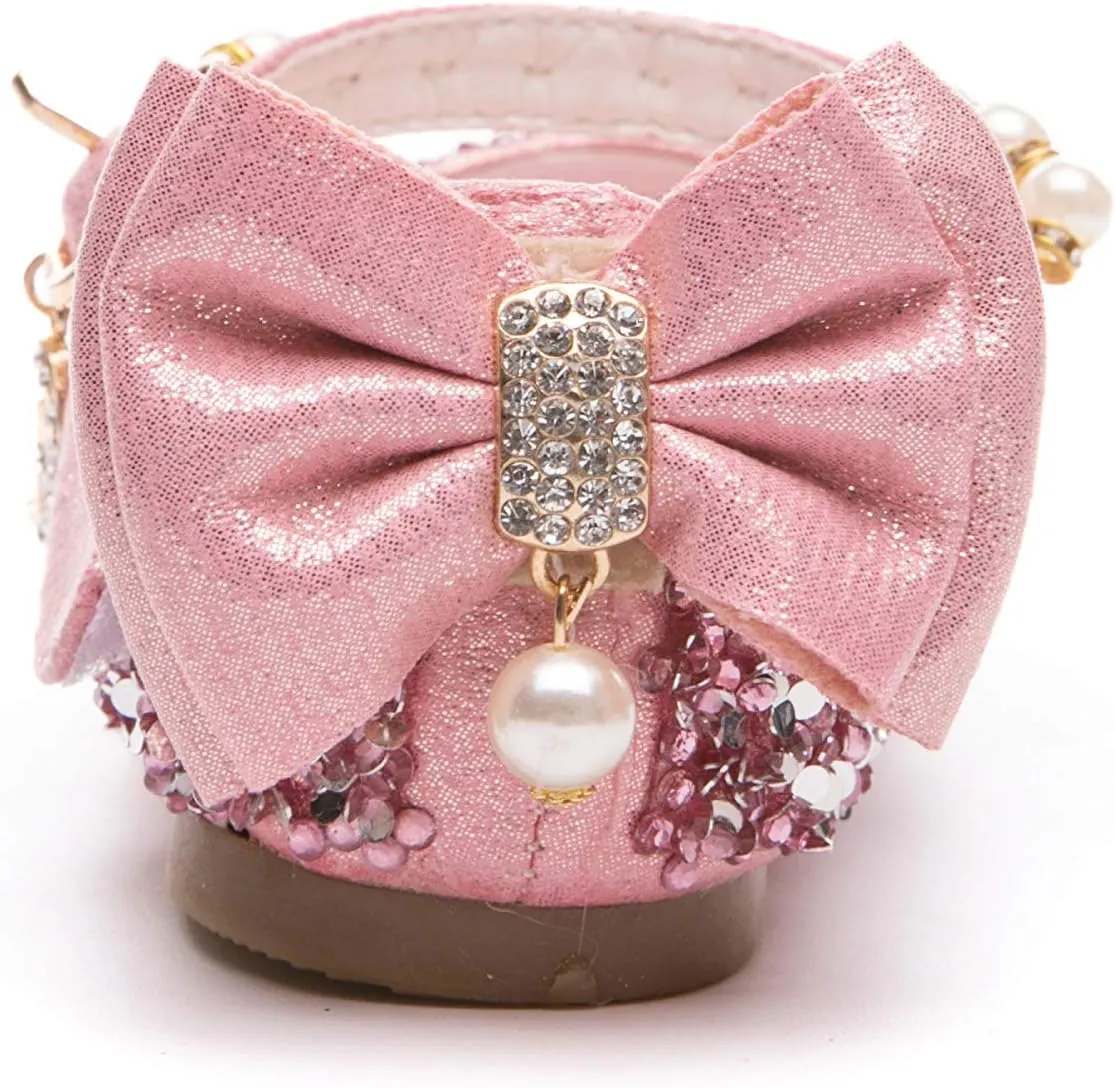 Girl's Adorables Mary Jane Flats Ankle Strap Glitter Ballerina Princess Shoes (Toddler/Little Girls)