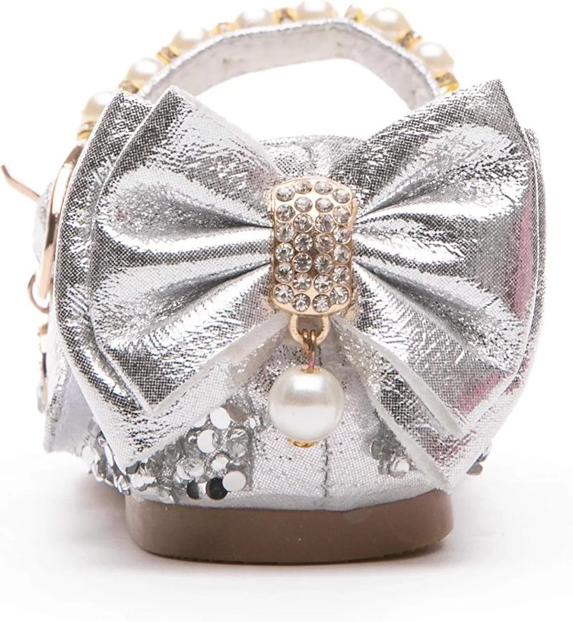 Girl's Adorables Mary Jane Flats Ankle Strap Glitter Ballerina Princess Shoes (Toddler/Little Girls)