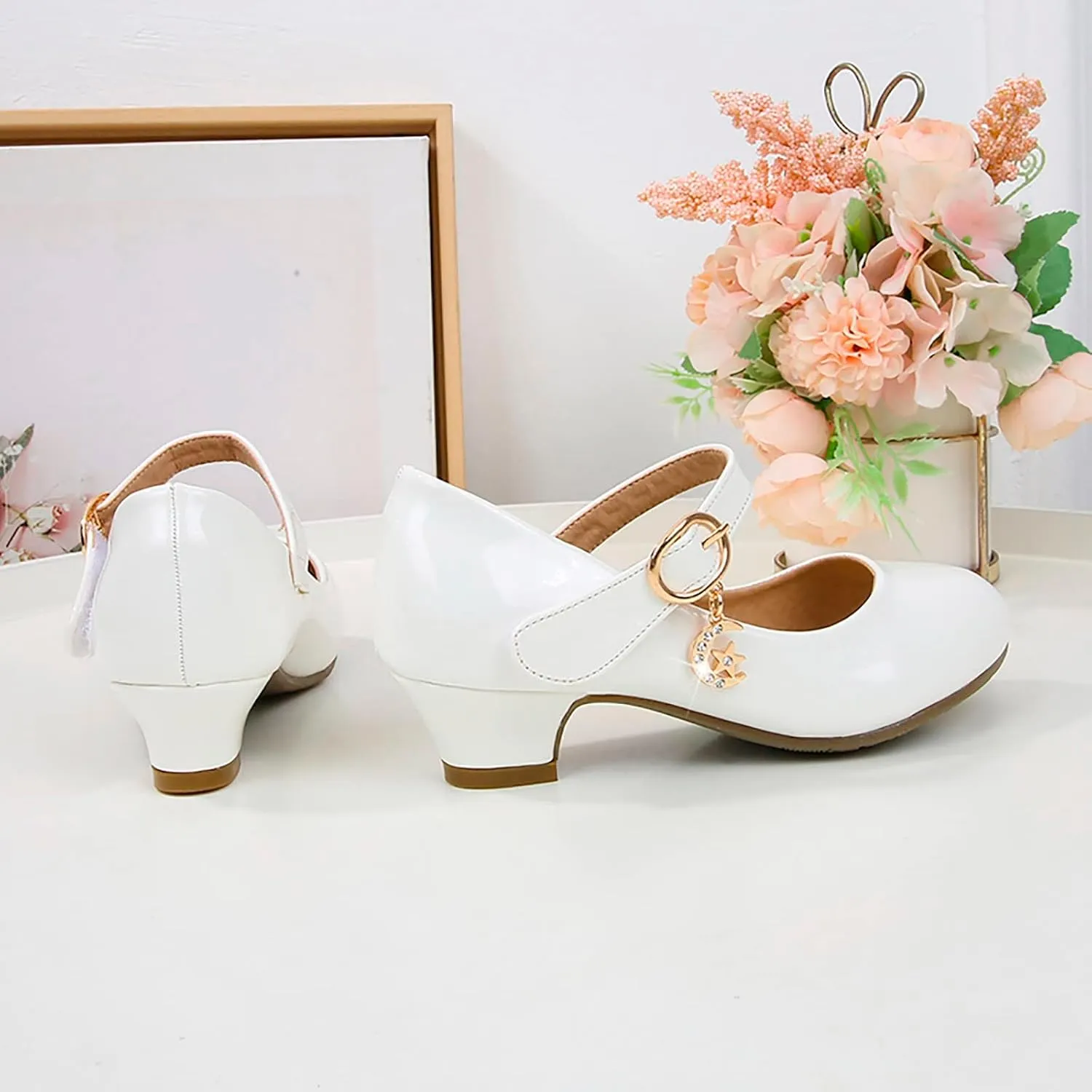 Girls Dress Shoes, 4-13 Years Little Girls Kids High Heel Leather Princess Shoes Wedding School Party Dress Shoes