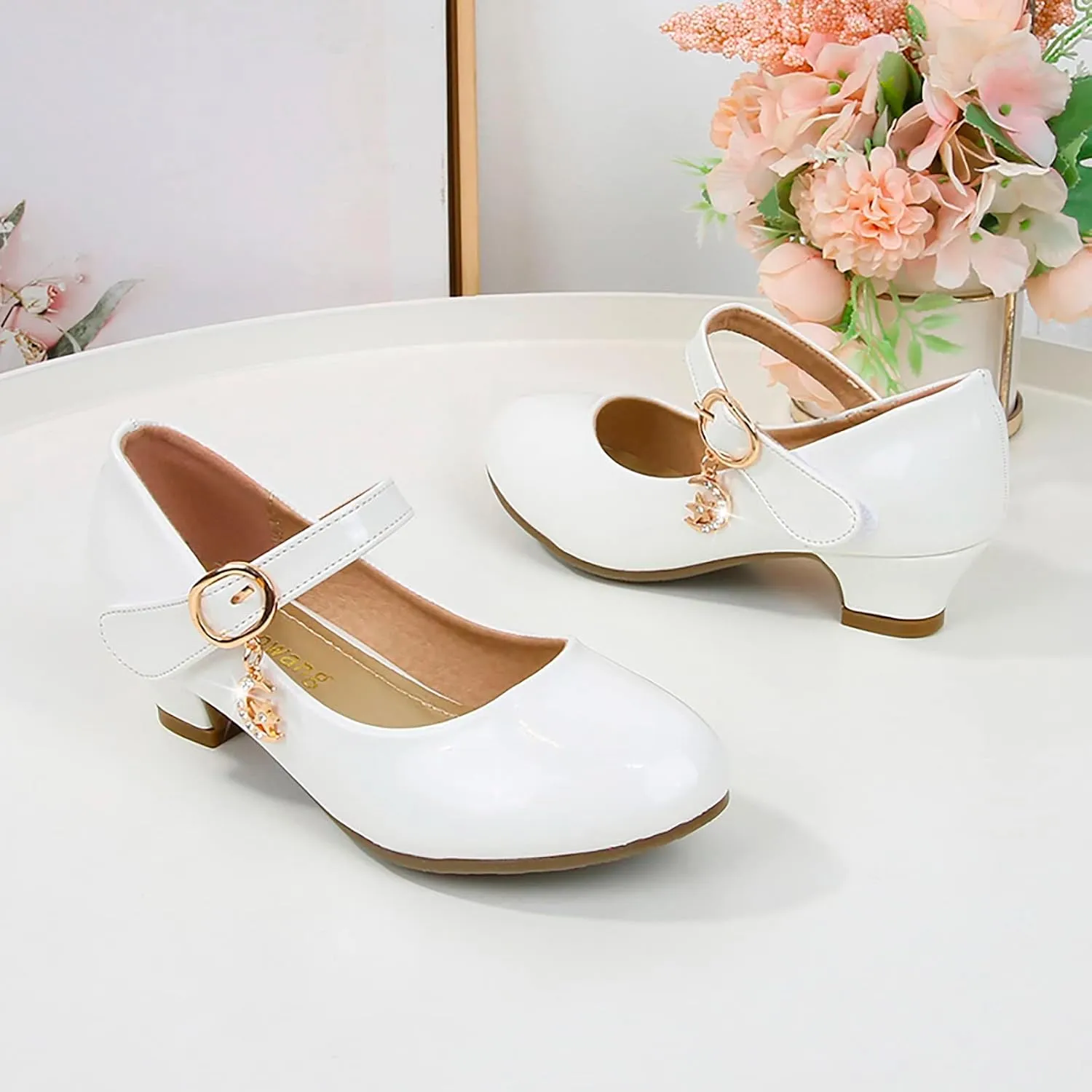 Girls Dress Shoes, 4-13 Years Little Girls Kids High Heel Leather Princess Shoes Wedding School Party Dress Shoes