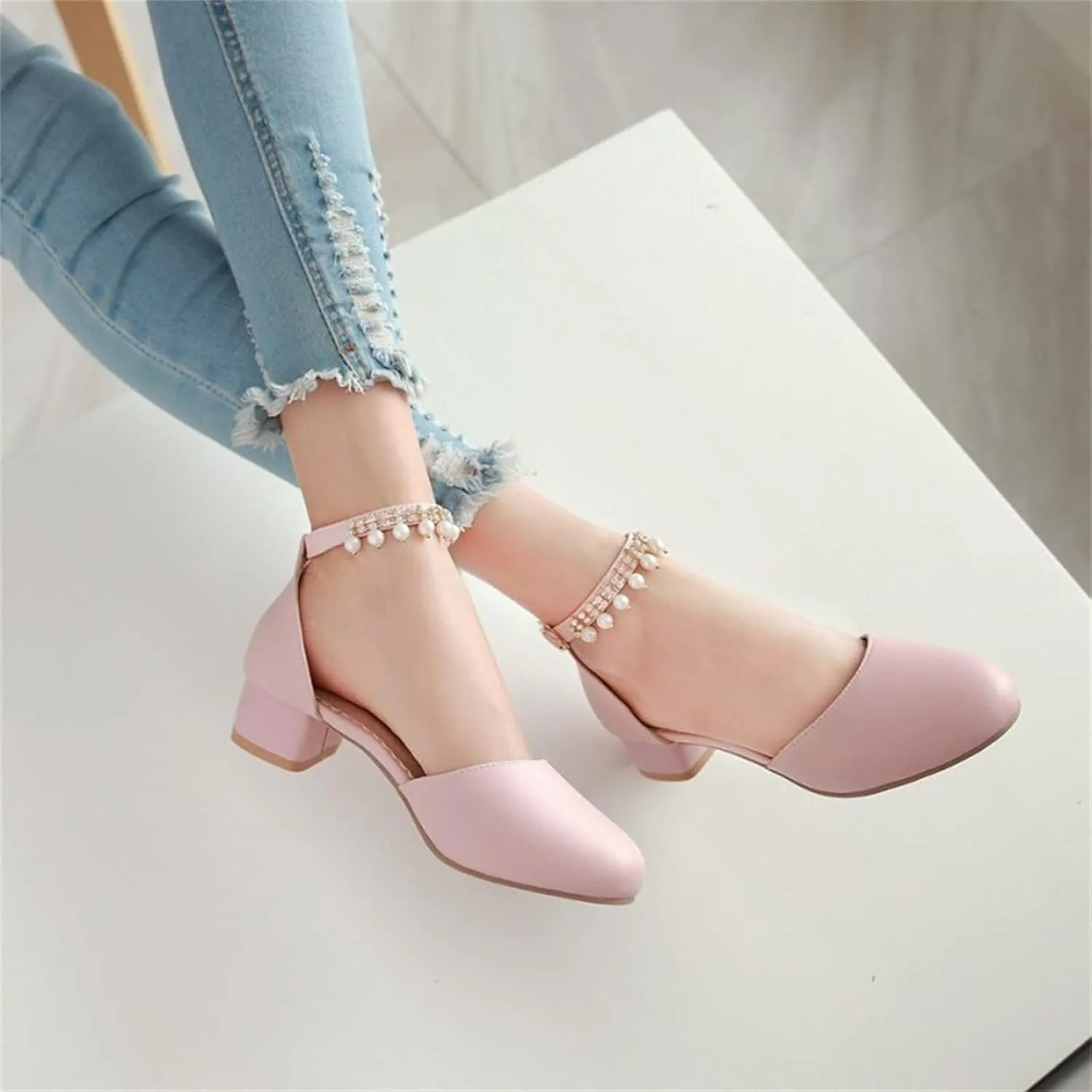 Girls Dress Shoes Mary Jane Shoes for Girls with Low Heel, Princess Flower Ballet Flats for Wedding School Party