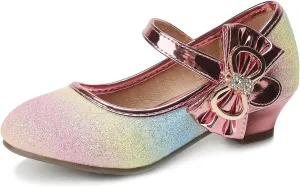 Girls Dress Shoes Toddler Princess Shoes Glitter Flower Little Girl Flats Mary Jane Heels for Party Wedding