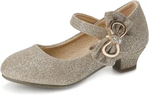 Girls Dress Shoes Toddler Princess Shoes Glitter Flower Little Girl Flats Mary Jane Heels for Party Wedding