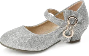 Girls Dress Shoes Toddler Princess Shoes Glitter Flower Little Girl Flats Mary Jane Heels for Party Wedding