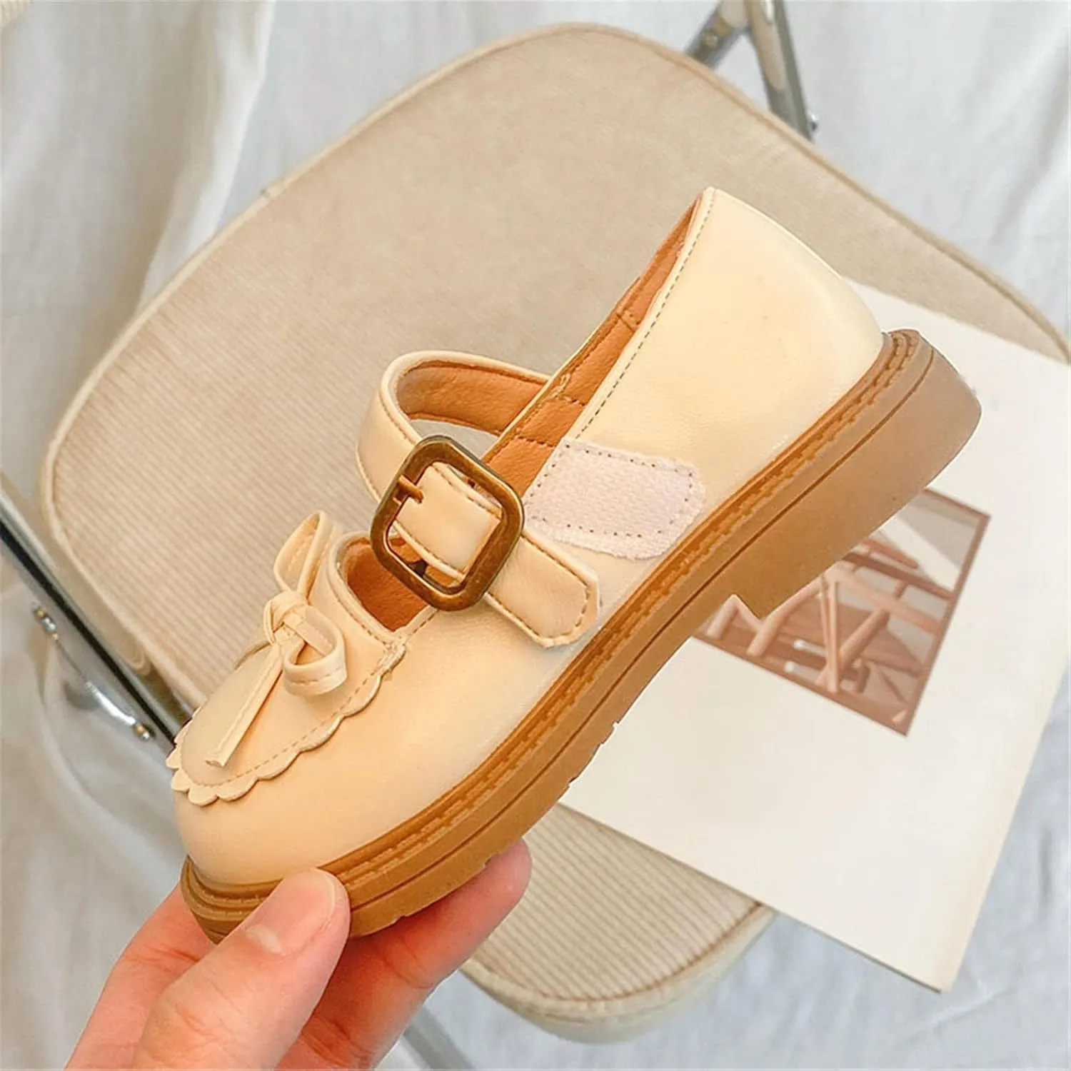Girls Kids Mary Jane Shoes 𝗟ow Heels Closed Toe Ankle Sandals Childrens Girl Breathable Non Slip Soft Dress Dance Shoes