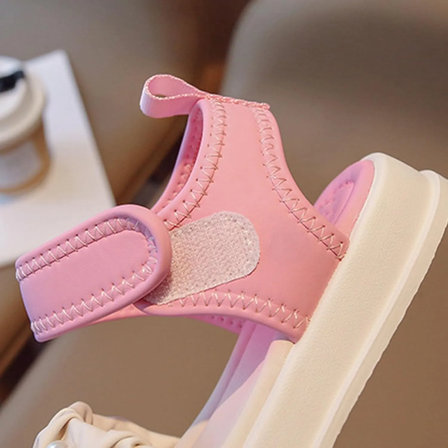 Girls' Sandals Summer Children's Soft Sole Shoes Pearl Decoration Fashion Girls' Bow Princess Toddler Glitter Sandals