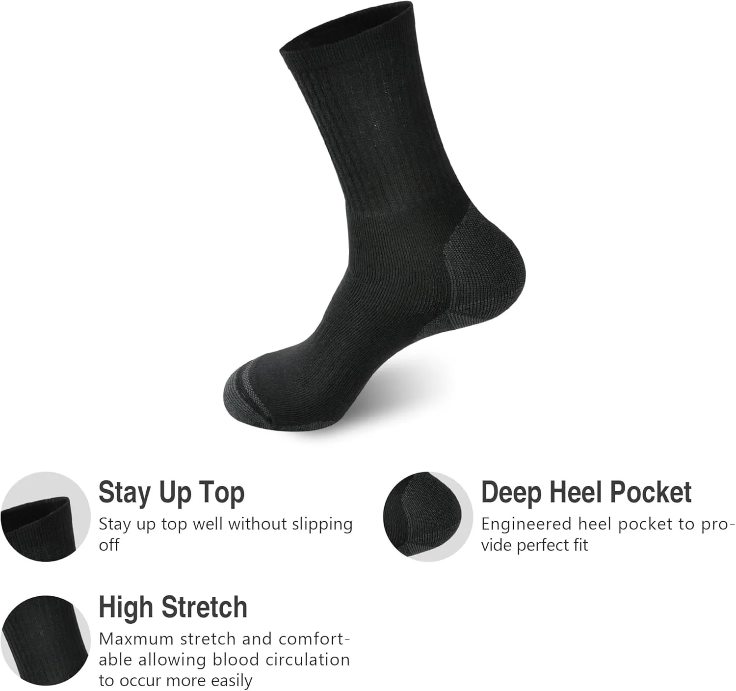 GKX Men's Cotton Athletic Socks – Moisture-Wicking, Cushioned Crew Socks for Work Boots, Sports & Outdoor – Heavy Duty