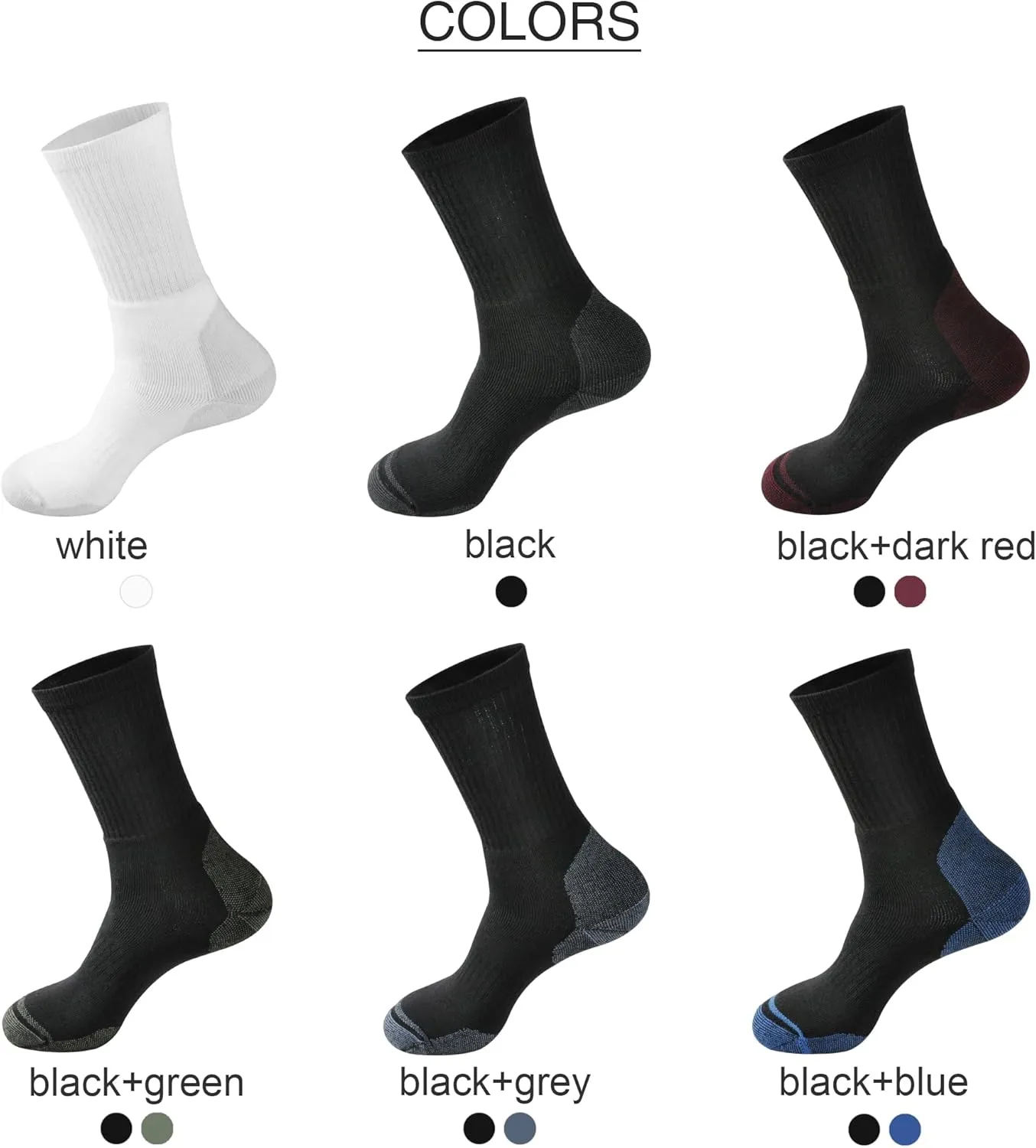 GKX Men's Cotton Athletic Socks – Moisture-Wicking, Cushioned Crew Socks for Work Boots, Sports & Outdoor – Heavy Duty