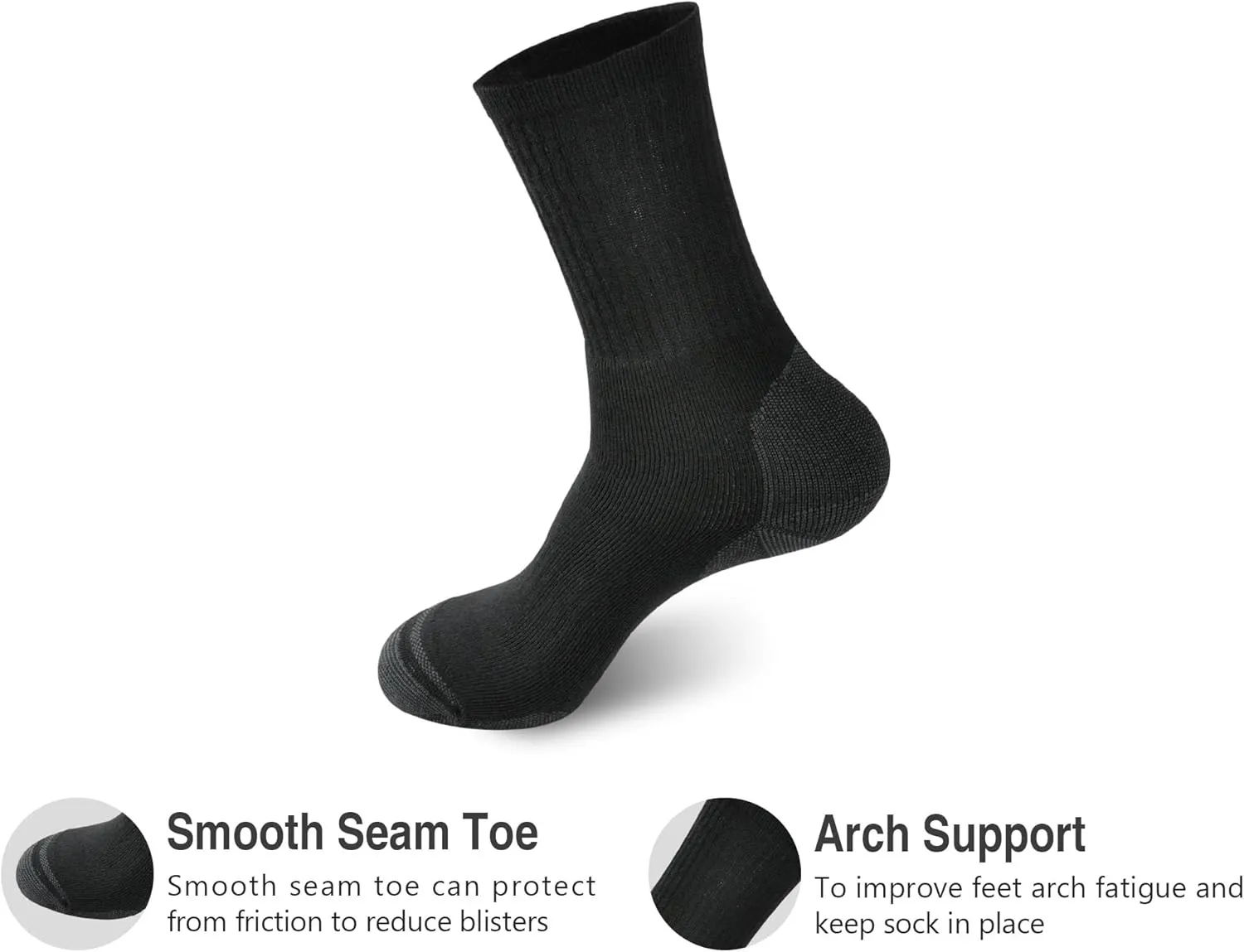 GKX Men's Cotton Athletic Socks – Moisture-Wicking, Cushioned Crew Socks for Work Boots, Sports & Outdoor – Heavy Duty