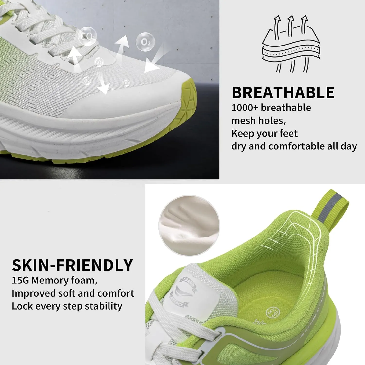 Grand Attack Women's Road Running Shoes | Superior Cushioned|Durable Non-Slip | Comfortable | Fashion Athletic Sneakers