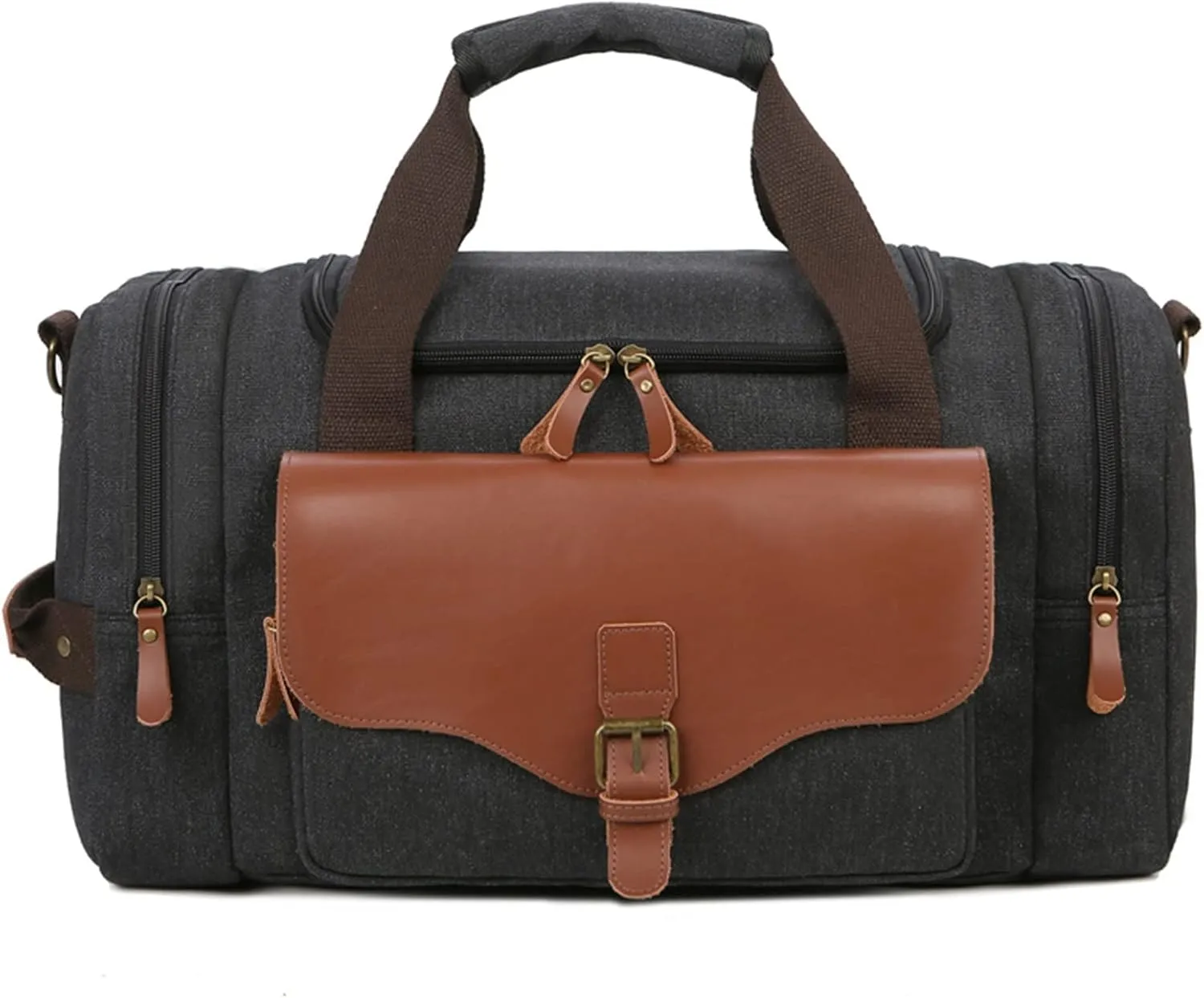 Gym Bags Men Large Capacity Canvas Multifunction Leather Bags Carry on Luggage Bag Tote Utility Travel Bag Weekender Bag Travel Man (Color : Black) (Black)
