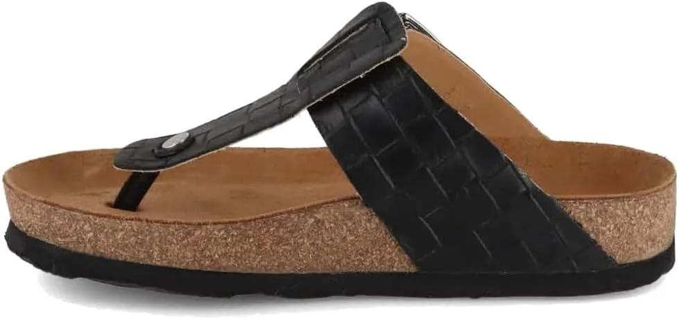HAFLINGER Men's Summer Soft Leather Anatomic Footbeds Non-Slip Cora Thong Sandals Slide