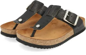 HAFLINGER Men's Summer Soft Leather Anatomic Footbeds Non-Slip Cora Thong Sandals Slide