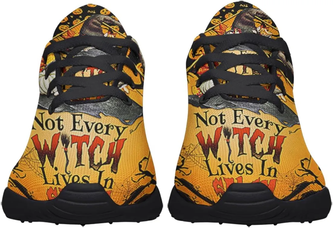 Halloween Shoes for Women Men, Pumpkin Print Lace Up Walking Sneakers, Running Shoes Gym Sports Athletic Trail Sneakers