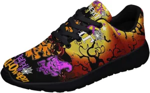 Halloween Shoes for Women Men, Pumpkin Print Lace Up Walking Sneakers, Running Shoes Gym Sports Athletic Trail Sneakers