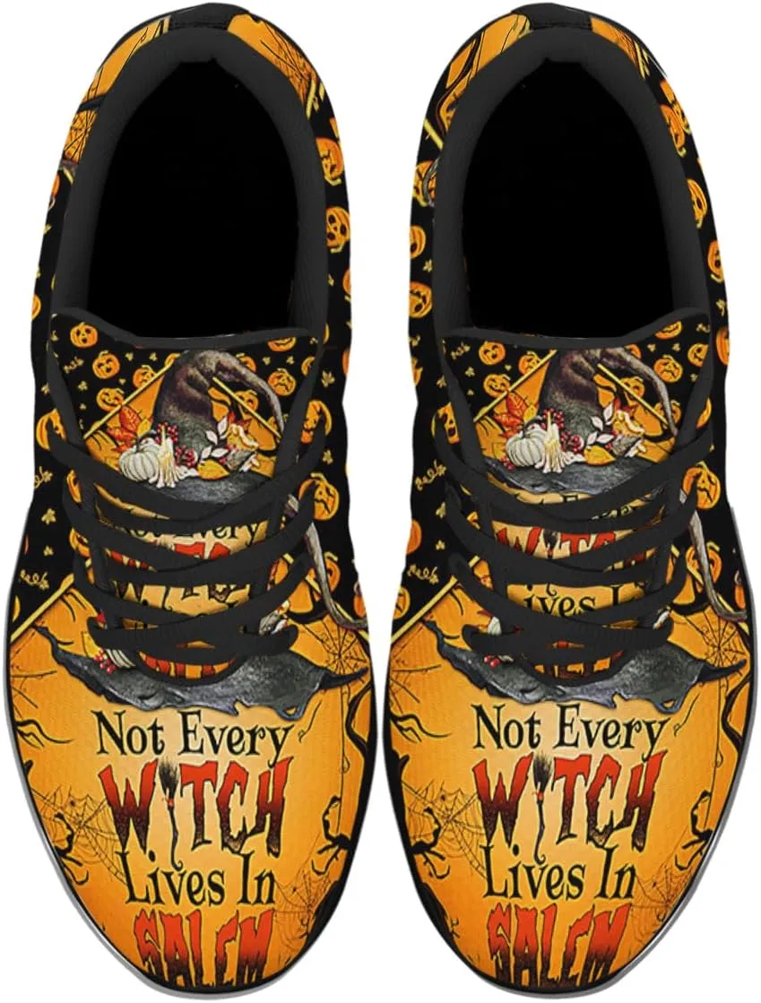 Halloween Shoes for Women Men, Pumpkin Print Lace Up Walking Sneakers, Running Shoes Gym Sports Athletic Trail Sneakers