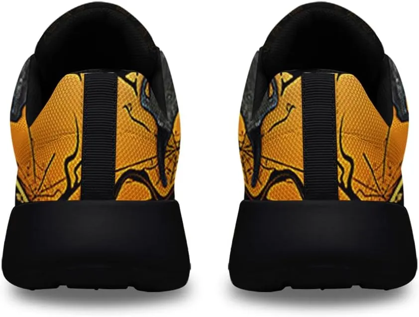 Halloween Shoes for Women Men, Pumpkin Print Lace Up Walking Sneakers, Running Shoes Gym Sports Athletic Trail Sneakers